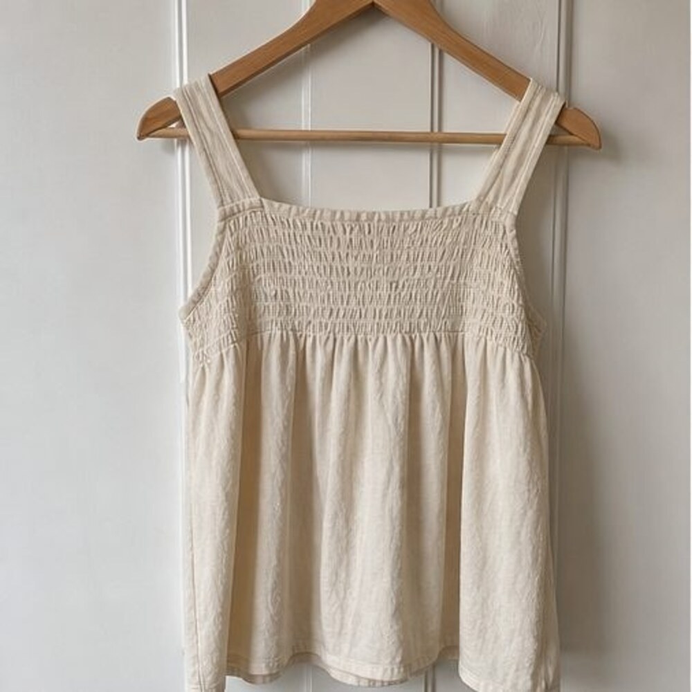 Cream Smocked Top